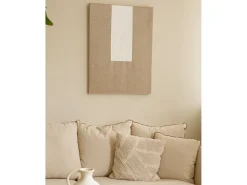 Cuadro decorativo sobre lienzo de lino con marco de madera marrón claro pintado artesanalmente con pintura al oleo de 100x150cm - NIMBA - DECOWOOD