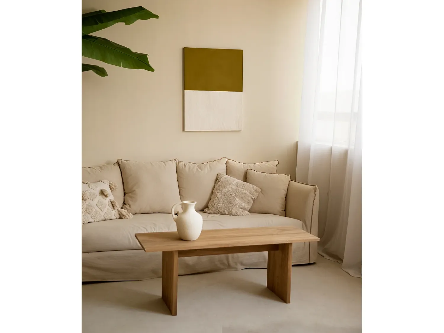 DECOWOOD Cuadro decorativo sobre lienzo de algodón con marco de madera blanco pintado artesanalmente con pintura al oleo de 60x80cm - MARINA - Multicolor