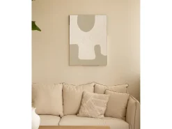 Clearance DECOWOOD Cuadro decorativo sobre lienzo de algodón con marco de madera blanco pintado artesanalmente con pintura al oleo de 80x100cm - VARO - Multicolor