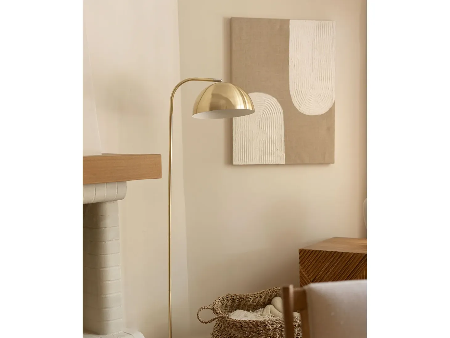Cuadro decorativo sobre lienzo de lino con marco de madera marrón claro pintado artesanalmente con pintura al oleo de 100x150cm - NIKI - DECOWOOD