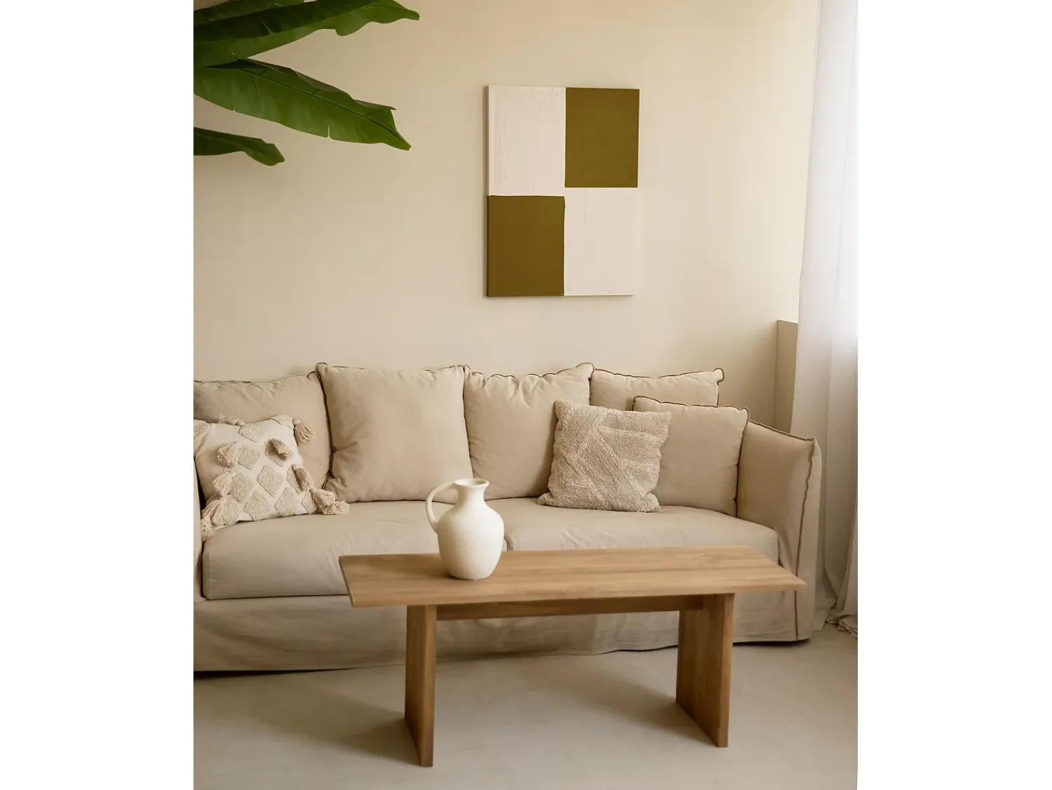 Online DECOWOOD Cuadro decorativo sobre lienzo de algodón con marco de madera marrón claro pintado artesanalmente con pintura al oleo de 60x80cm - PRISMA - Multicolor