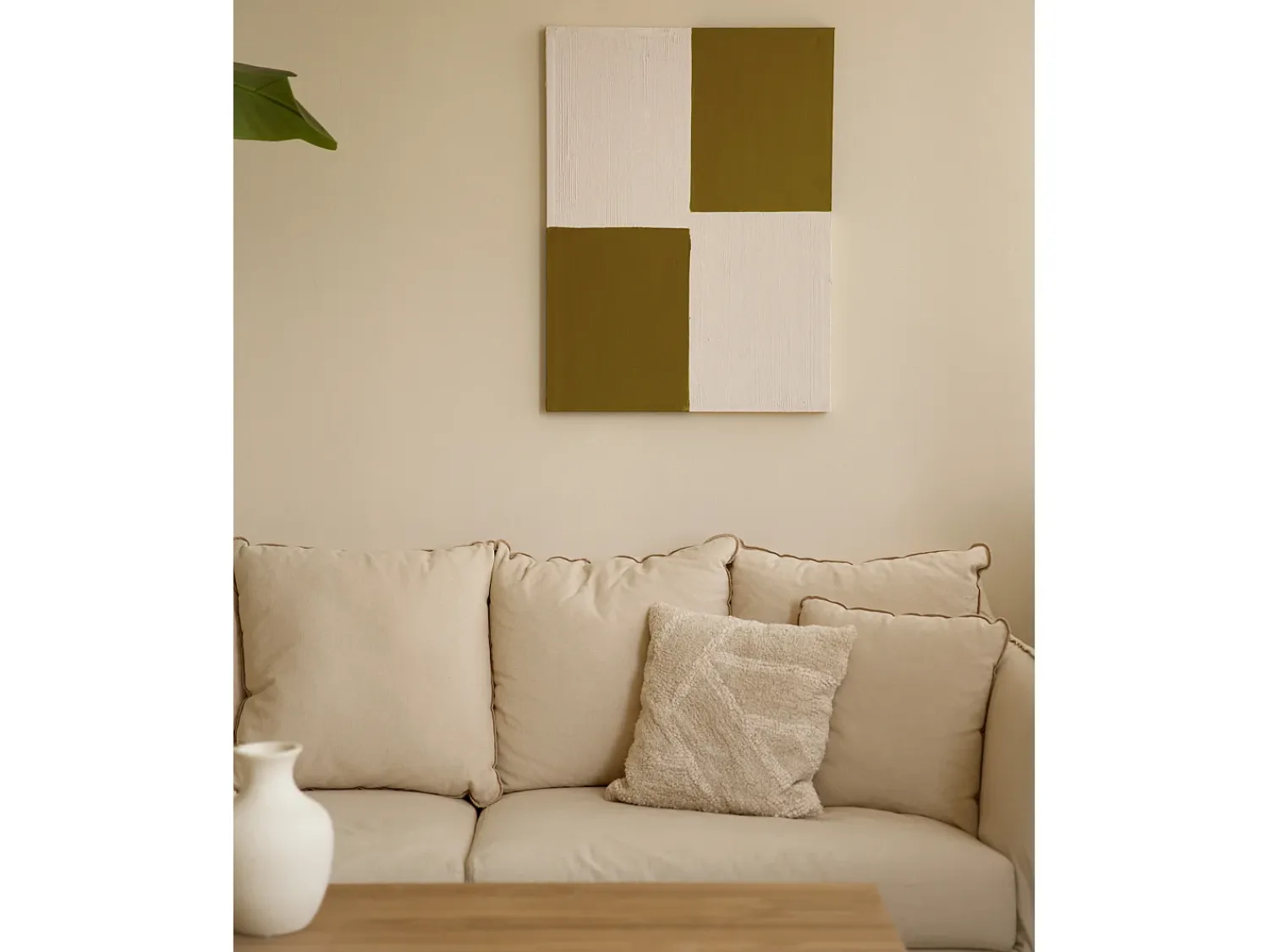 Sale DECOWOOD Cuadro decorativo sobre lienzo de algodón con marco de madera blanco pintado artesanalmente con pintura al oleo de 60x80cm - PRISMA - Multicolor