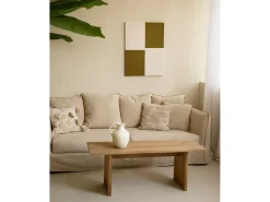 Sale DECOWOOD Cuadro decorativo sobre lienzo de algodón con marco de madera blanco pintado artesanalmente con pintura al oleo de 60x80cm - PRISMA - Multicolor