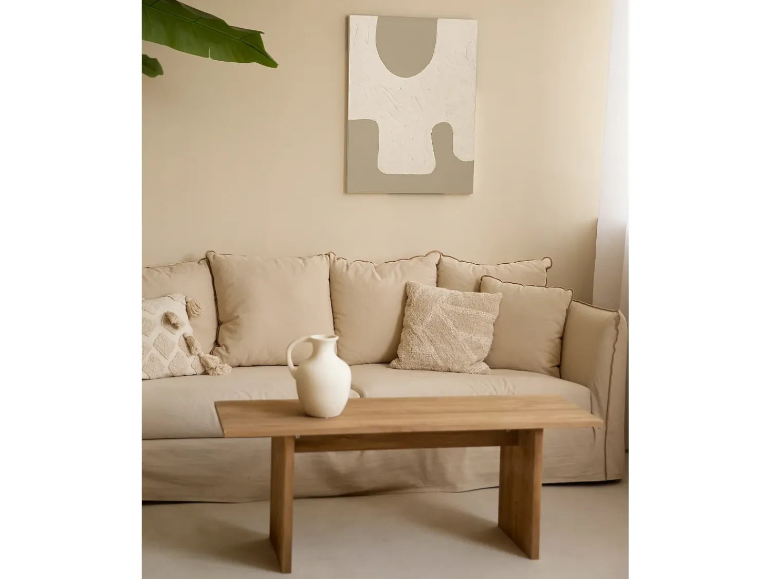 Clearance DECOWOOD Cuadro decorativo sobre lienzo de algodón con marco de madera marrón oscuro pintado artesanalmente con pintura al oleo de 100x150cm - VARO - Multicolor