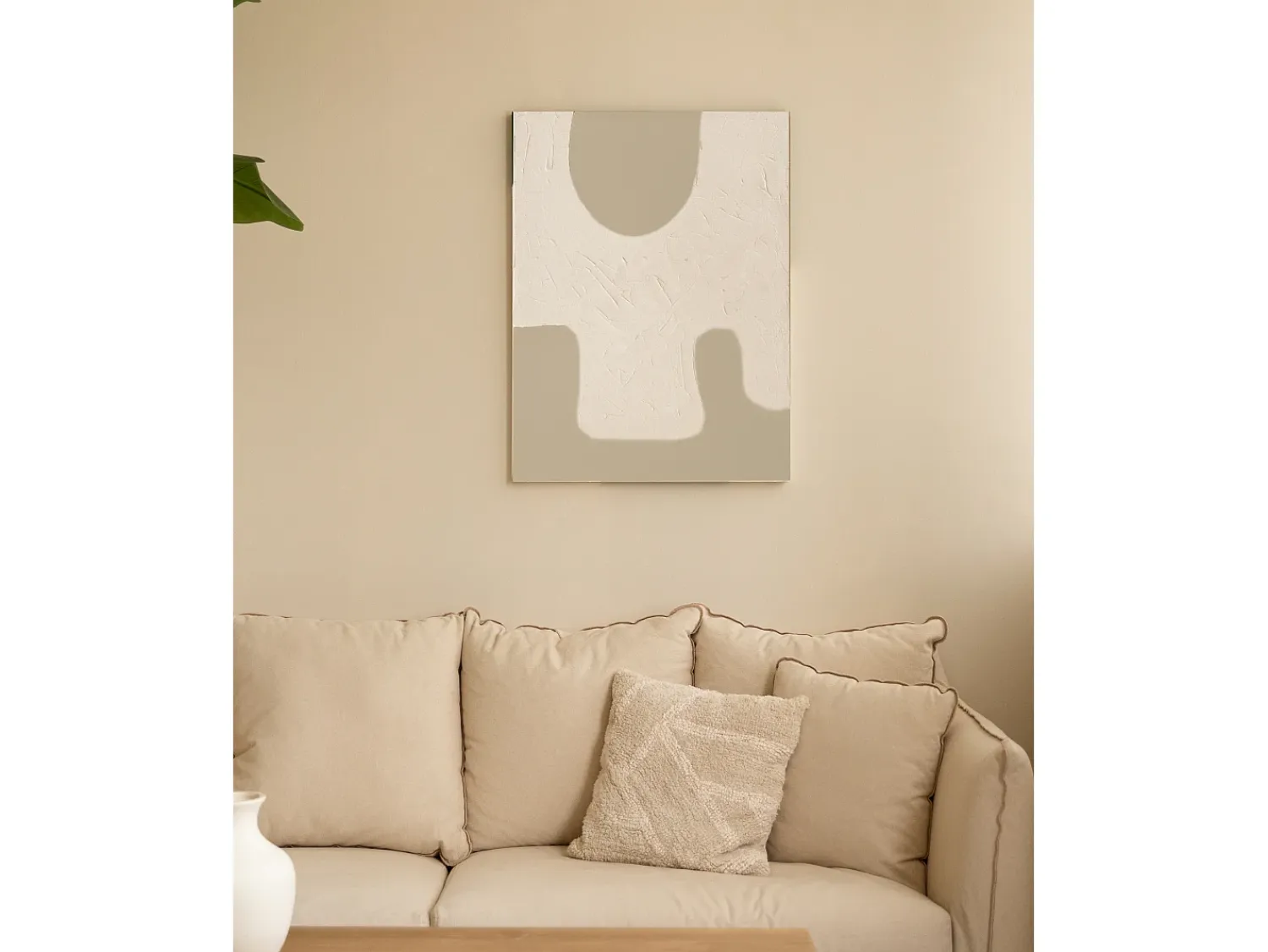Clearance DECOWOOD Cuadro decorativo sobre lienzo de algodón con marco de madera marrón oscuro pintado artesanalmente con pintura al oleo de 100x150cm - VARO - Multicolor