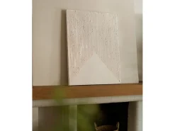 DECOWOOD Cuadro decorativo sobre lienzo de algodón con marco de madera negro pintado artesanalmente con pintura al oleo de 100x150cm - ADRIANA - Beige