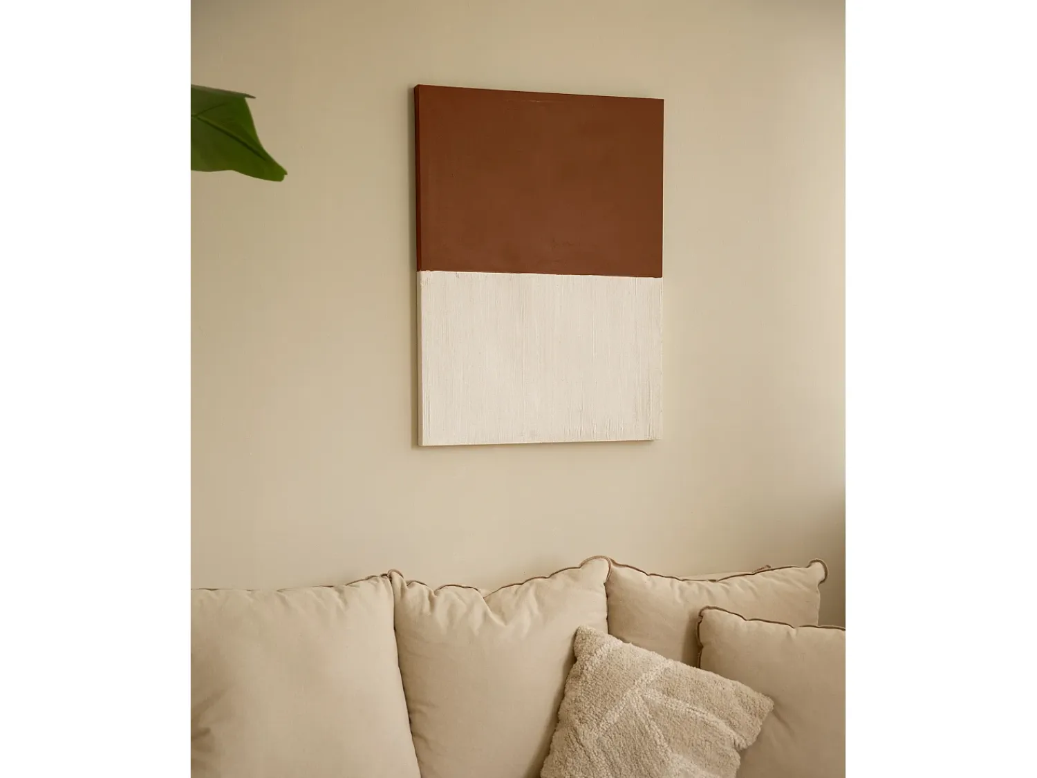 Clearance DECOWOOD Cuadro decorativo sobre lienzo de algodón con marco de madera marrón oscuro pintado artesanalmente con pintura al oleo de 80x100cm - MARINA - Multicolor