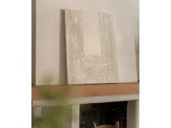 DECOWOOD Cuadro^Cuadro decorativo sobre lienzo de algodón con marco de madera blanco pintado artesanalmente con pintura al oleo de 100x150cm - DEVA - Beige