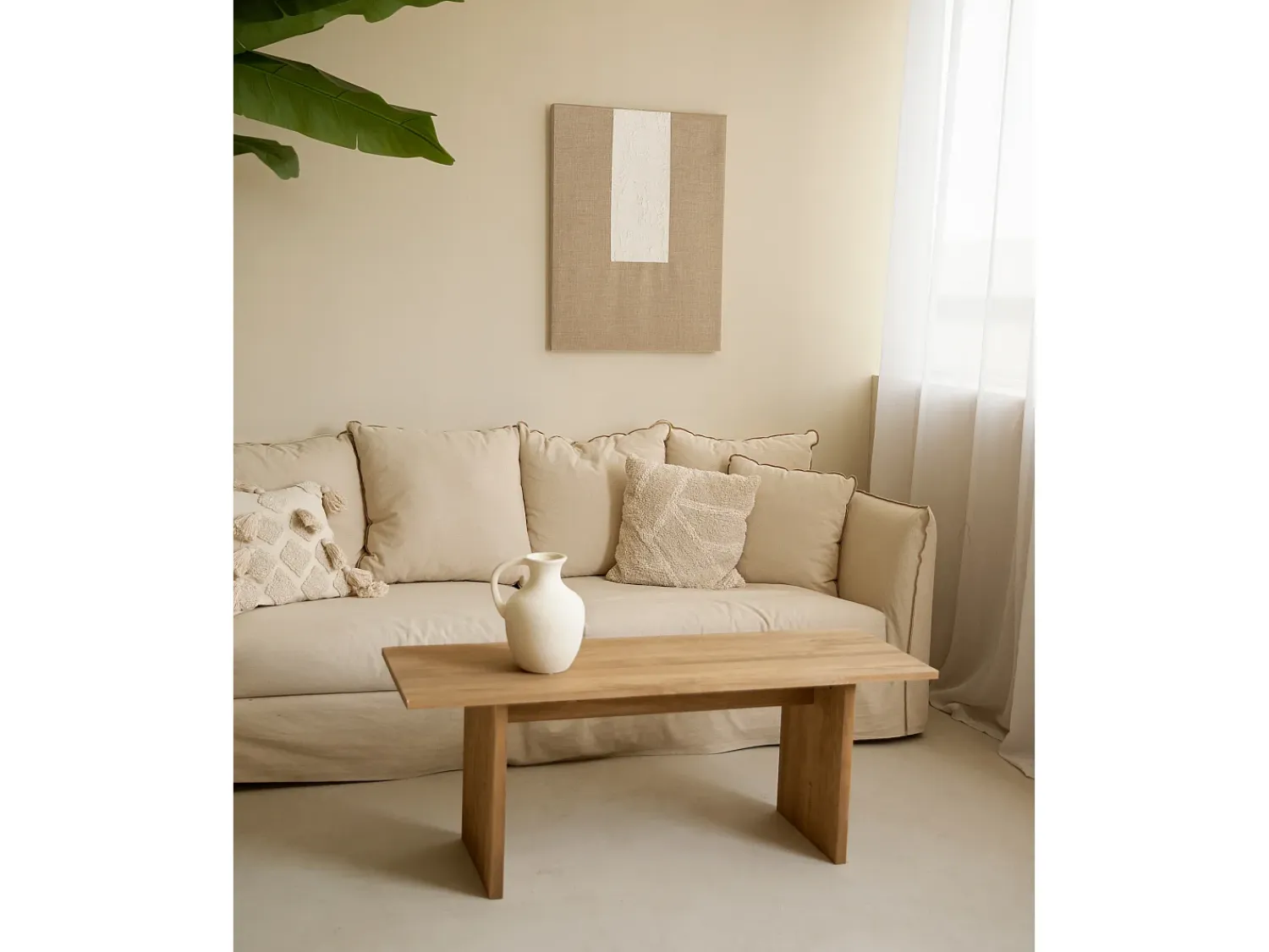 Sale DECOWOOD Cuadro decorativo sobre lienzo de lino con marco de madera blanco pintado artesanalmente con pintura al oleo de 80x100cm - NIMBA - Multicolor