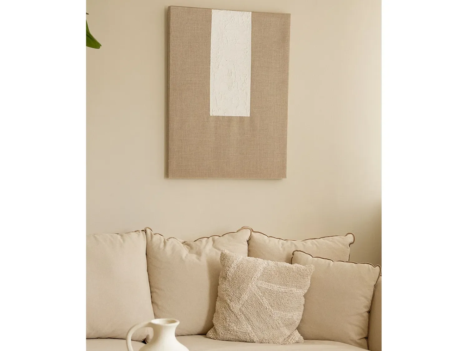 Sale DECOWOOD Cuadro decorativo sobre lienzo de lino con marco de madera blanco pintado artesanalmente con pintura al oleo de 80x100cm - NIMBA - Multicolor