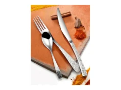 Cubertería Bongo de 24 piezas de Acero Inoxidable - Diseño Tensado y Martillado - Estuche Premium