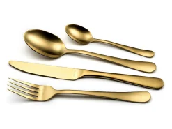Amefa Cubierto^Cubertería de 24 piezas Austin dorada mate de acero inoxidable con acabado satinado PVD Dorado