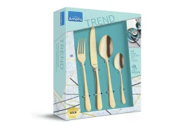Amefa Cubierto^Cubertería de 24 piezas Austin dorada mate de acero inoxidable con acabado satinado PVD Dorado