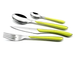 Amefa Cubierto^Cubertería de 24 piezas Eclat Verde Anís Moderna y Vibrante - Mangos Brillantes Verde Anís - Acero Inoxidable Microdentado Verde claro