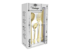 Amefa Cubierto^Cubertería de 16 piezas Instinct Champagne Mat - Acero Inoxidable Dorado