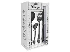 Discount Amefa Cubertería de 16 piezas Instinct Noir Mat - Cubiertos de Acero Inoxidable Negro