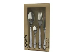 Amefa Cubierto^Cubertería Eclat Nature de 24 piezas en madera gris para 6 personas Gris claro