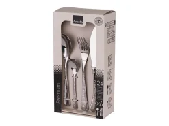 Sale Amefa Cubertería Flocon 24 piezas Acero Inoxidable Brillante - Juego de Cubiertos Grabados con Estuche Plateado
