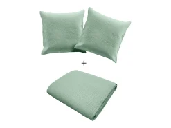 Douceur d'intérieur Ropa De Cama^Cubre Cama Acolchado y 2 Fundas de Almohada Romane Verde
