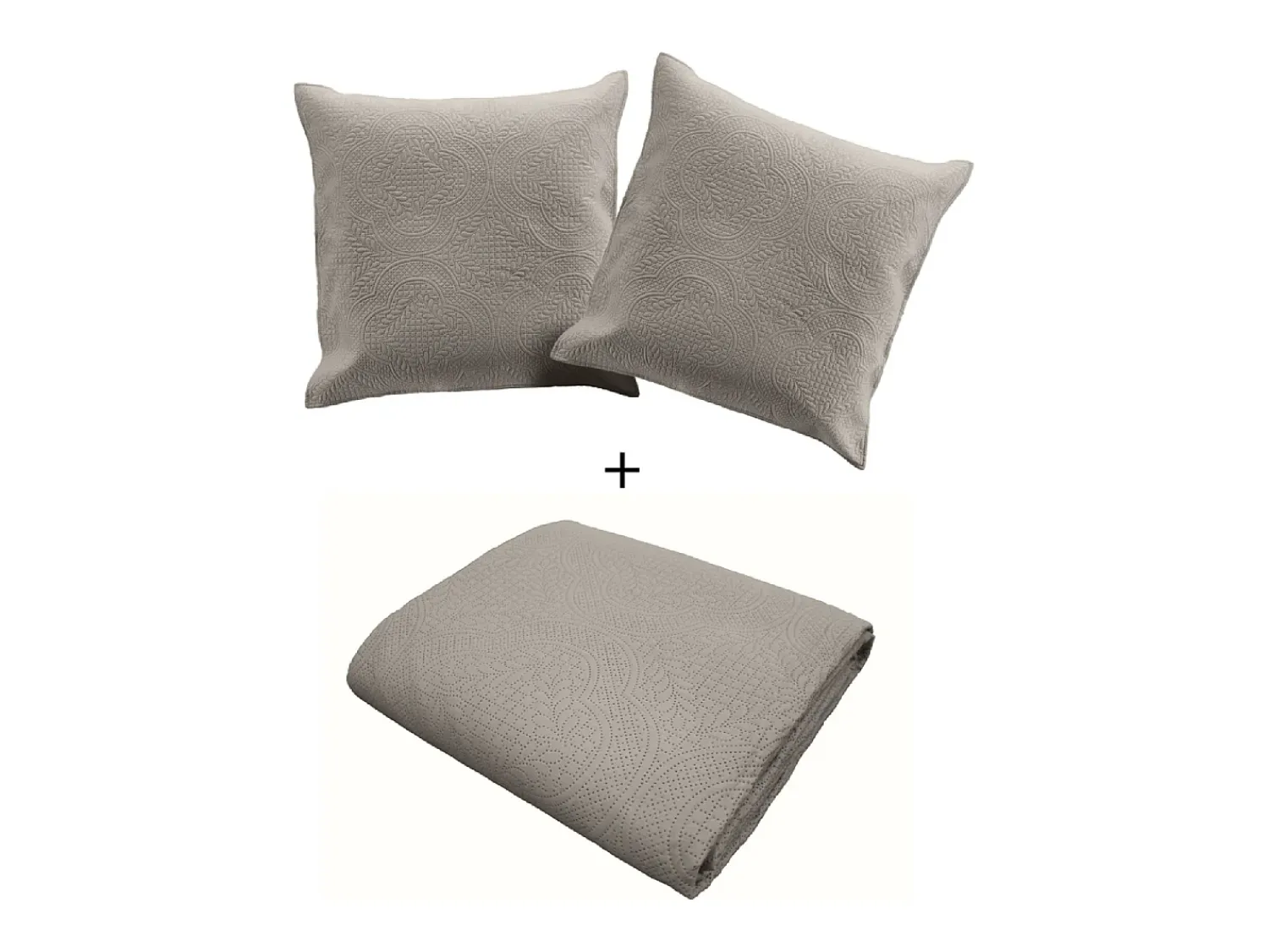 Clearance Douceur d'intérieur Cubre Cama Acolchado y 2 Fundas de Almohada Romane Gris