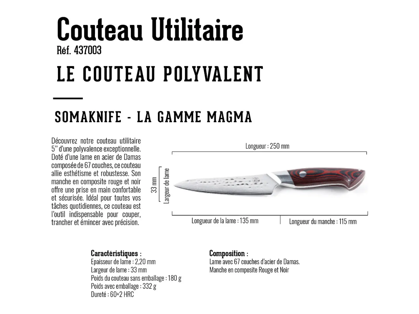 Cuchillo UTILITY 5 pulgadas, gama Magma - SOMAGIC