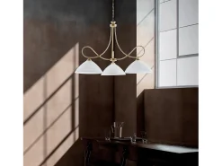 New Dallas - Lámpara de araña con efecto decapé y oro antiguo, cristal blanco, 3 luces Marfil