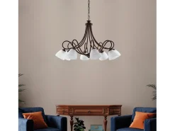 Best Dallas - Lámpara de araña negra con acabado óxido y oro antiguo, cristal blanco, 8 luces Marru00f3n chocolate