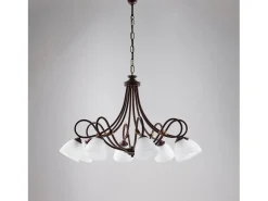 Best Dallas - Lámpara de araña negra con acabado óxido y oro antiguo, cristal blanco, 8 luces Marru00f3n chocolate