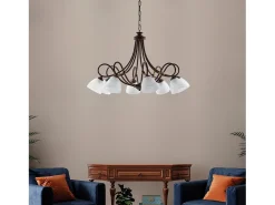 Best Dallas - Lámpara de araña negra con acabado óxido y oro antiguo, cristal blanco, 8 luces Marru00f3n chocolate