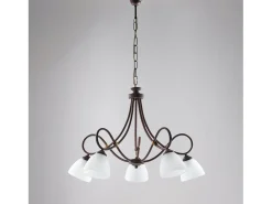Dallas - Lámpara de araña negra con cristal blanco, efecto óxido y oro antiguo, 5 luces