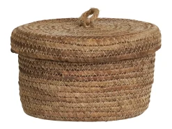 DESIO Set van 2 opbergmanden met deksel – natuurlijke jute