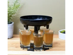 Dispensador de 6 vasos de chupito negros de 13 cm