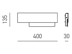 Doha - Aplique LED moderno 15W - Aluminio blanco y gris tórtola, luz cálida 3000K, 1270lm, difusor bisatinado, IP20, l.40x13,5cm
