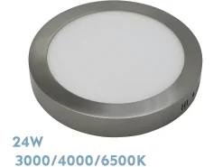 AKUNADECOR Plafón^Downlight Diorita Redondo Niquel 24w 3000k-4000k-6500k Plateado
