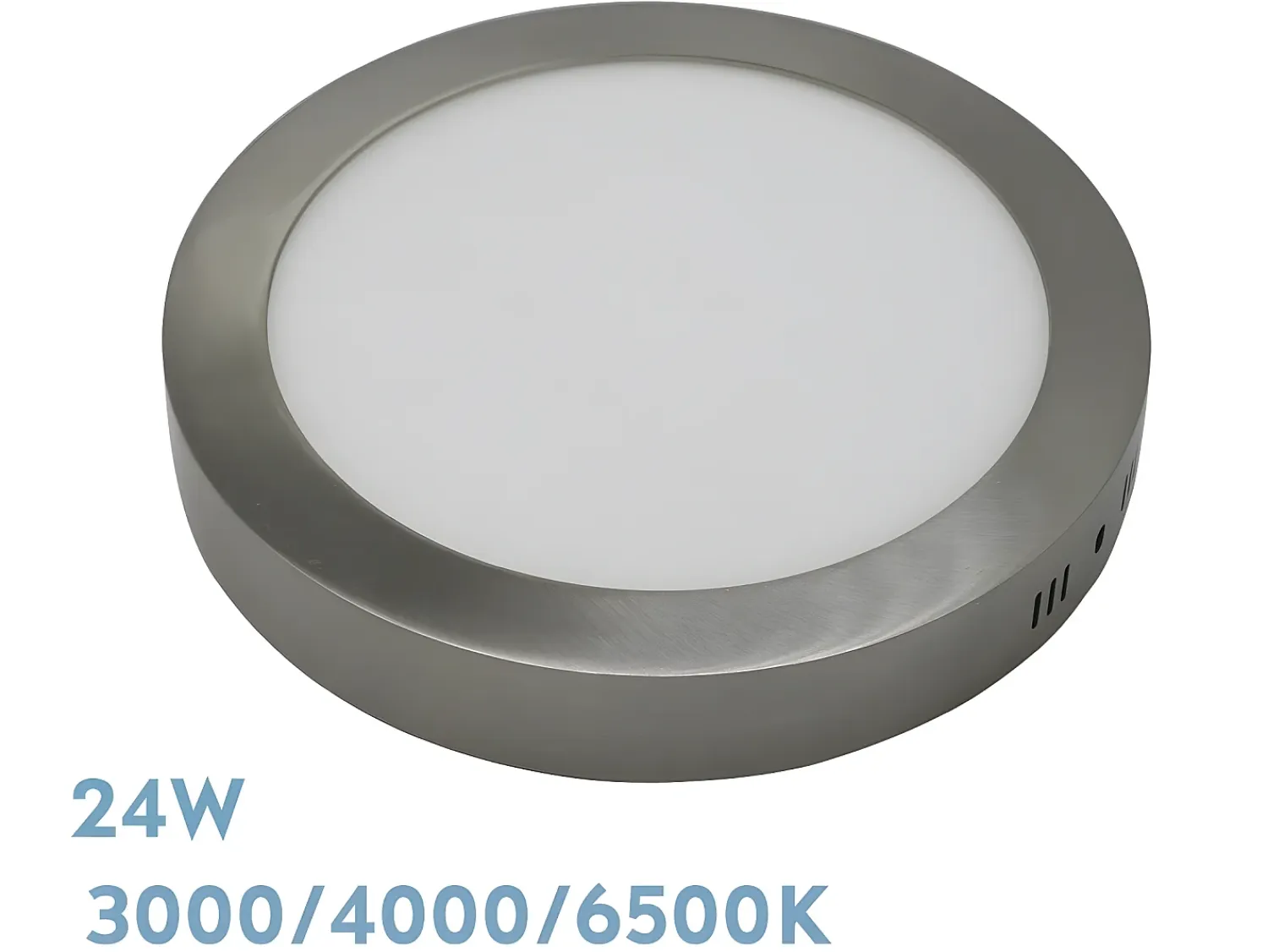 AKUNADECOR Plafón^Downlight Diorita Redondo Niquel 24w 3000k-4000k-6500k Plateado