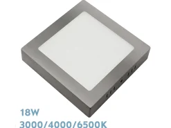 AKUNADECOR Plafón^Downlight Led 18w Modelo Gabro Cuadrado Niquel 3000k-4000k-6500k Plateado