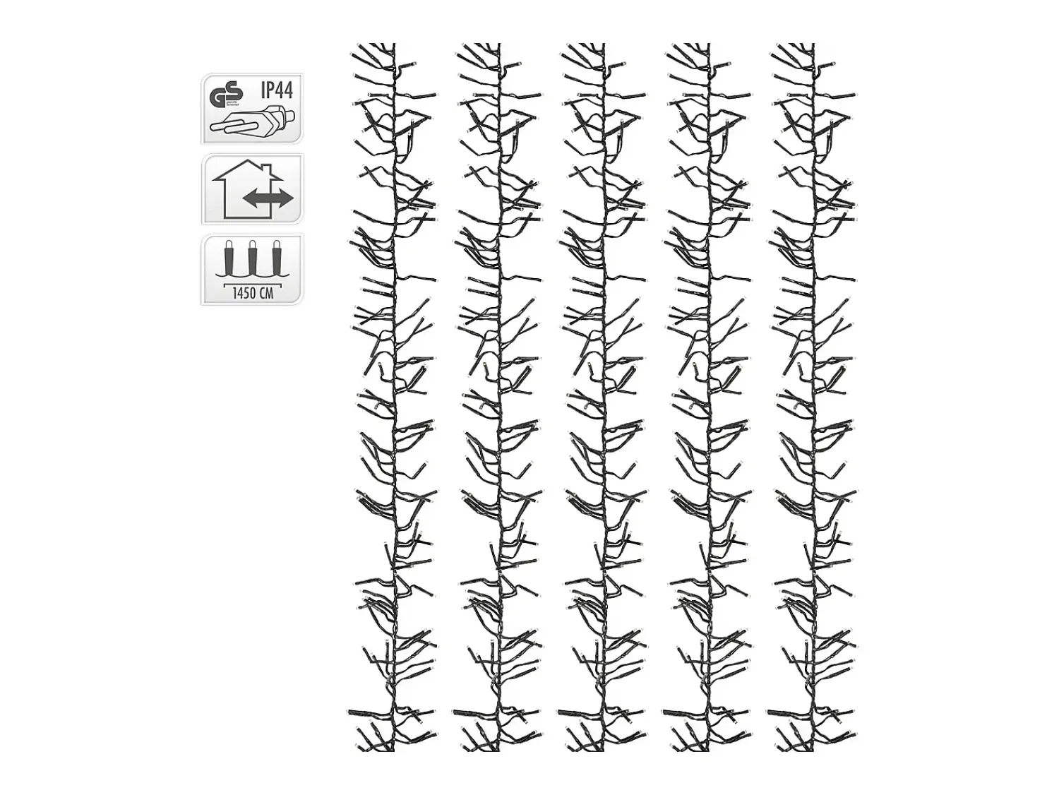 ECD Germany Guirnalda Luminosa^Luces navideñas 2016 LEDs 14,5m blanco cálido guirnalda luminosa impermeable interior/exterior IP44 iluminación para árbol de navidad Verde