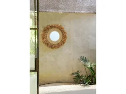 Bazar Bizar Espejo De Pared|Espejo^El Espejo Raffia Cowrie - Blanco Natural Multicolor