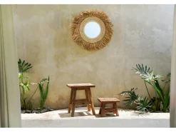 Bazar Bizar Espejo De Pared|Espejo^El Espejo Raffia Cowrie - Blanco Natural Multicolor