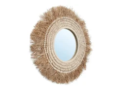 Bazar Bizar Espejo De Pared|Espejo^El Espejo Raffia Cowrie - Blanco Natural Multicolor