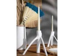 Bazar Bizar Portavelas Y Vela^El Portavelas Triple Twig - Blanco