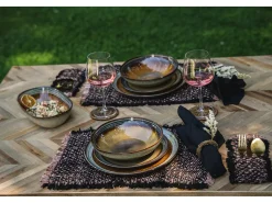 Bazar Bizar Mantelería^El Set de 4 Manteles Individuales Oh My Gee - Negro Cobre Multicolor