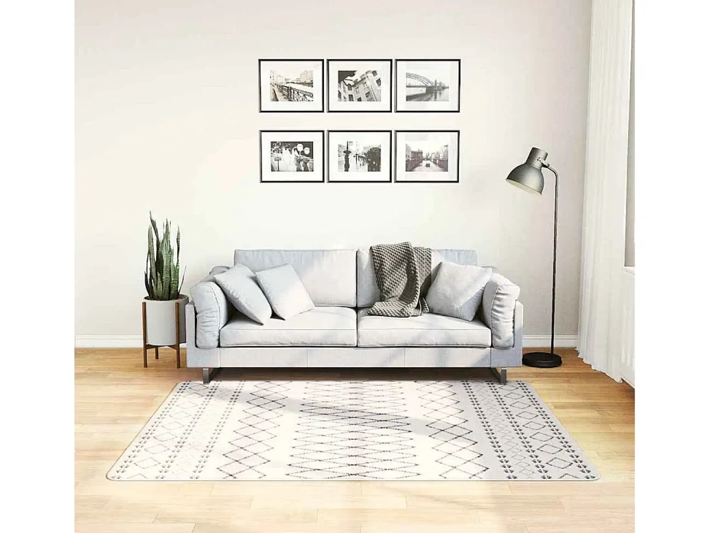 Elsje Alfombra lavable antideslizante negro y blanco 120x170 cm