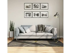 Elsje Alfombra lavable antideslizante negro y dorado 120x180 cm