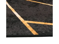 Garden Furniture Alfombra De Salón^Elsje Alfombra lavable antideslizante y dorado 160x230 cm Negro
