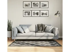 Elsje Alfombra lavable antideslizante negro y blanco 80x150 cm