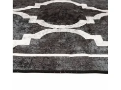 Elsje Alfombra lavable antideslizante negro y blanco 80x150 cm