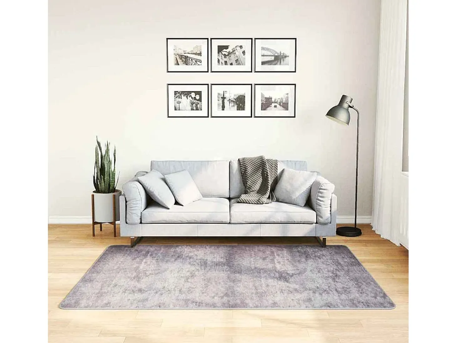Elsje Alfombra lavable antideslizante gris 120x180 cm