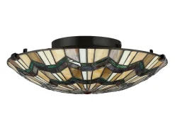 Plafón^Elstead Alcott 2 Light Tiffany Flush Mount - Bronsfinish, E27 Bronce