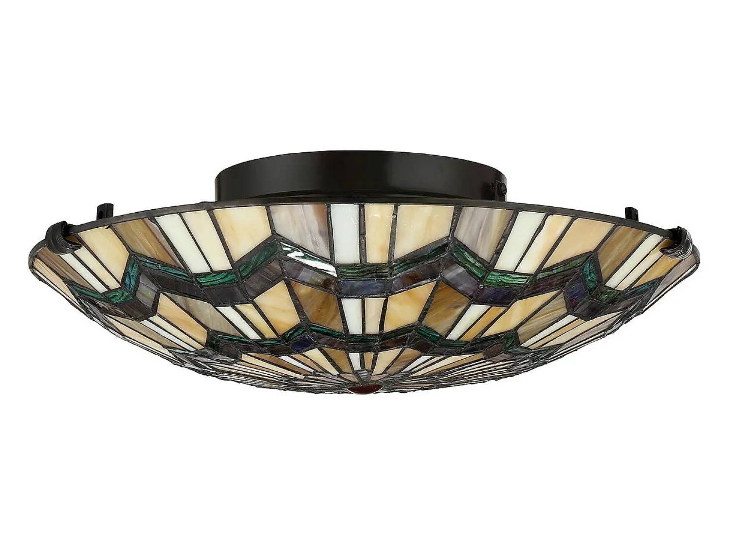 Plafón^Elstead Alcott 2 Light Tiffany Flush Mount - Bronsfinish, E27 Bronce
